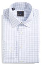Men's David Donahue Regular Fit Plaid Dress Shirt 32/33 - Blue