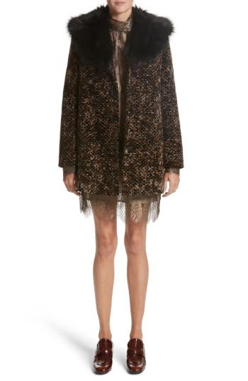 Women's Marc Jacobs Faux Fur Trim Corduroy Coat - Black