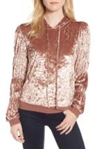 Women's Chelsea28 Crushed Velvet Hoodie, Size - Pink