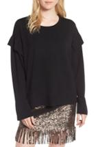 Women's Bardot Ruffle Sweater - Black