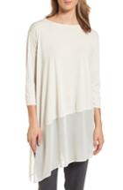Women's Eileen Fisher Asymmetrlcal Hem Chiffon Tunic, Size - Ivory