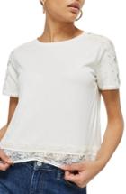 Women's Topshop Lace Trim Tee Us (fits Like 0-2) - Ivory
