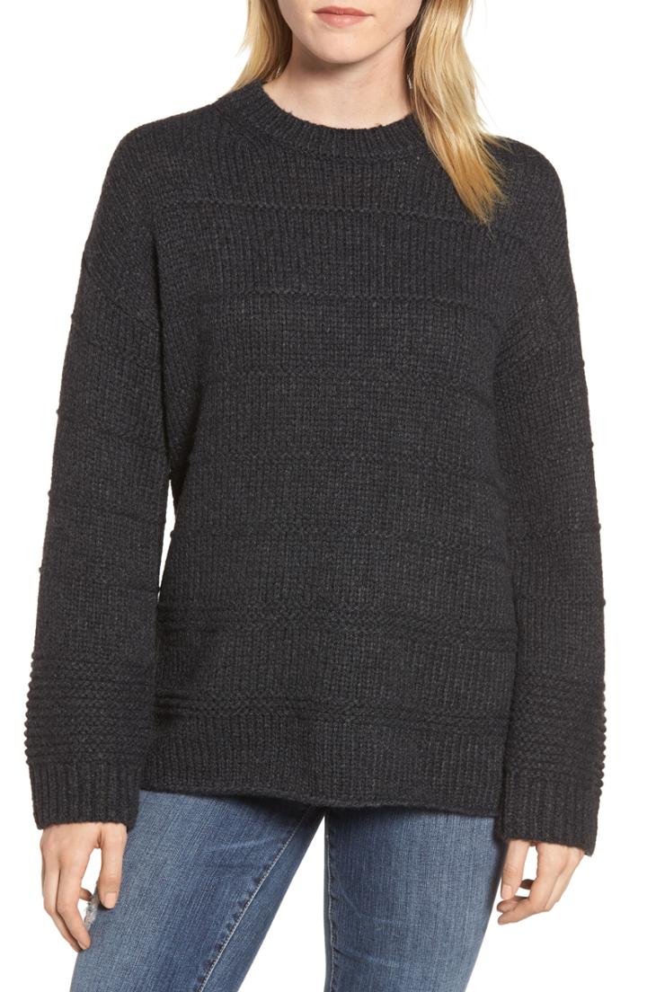 Women's Velvet By Graham & Spencer Stripe Stitch Wool Alpaca Blend Sweater
