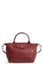 Longchamp Small 'le Pliage Cuir' Leather Top Handle Tote - Red
