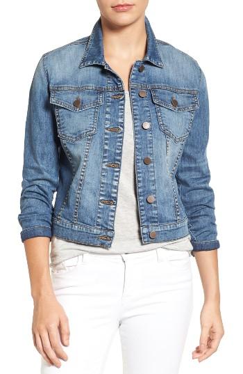 Petite Women's Kut From The Kloth 'helena' Denim Jacket, Size P - Blue