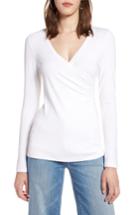 Women's Halogen Surplice Knit Top - White