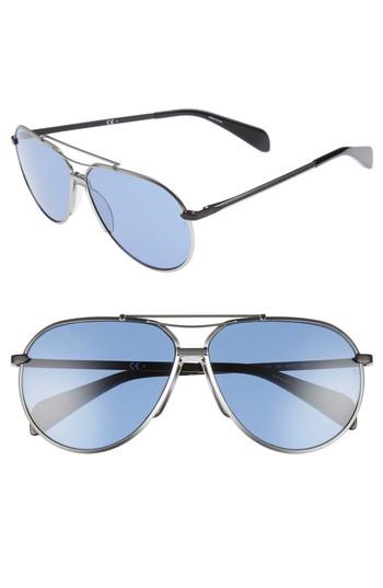 Men's Rag & Bone 61mm Aviator Sunglasses - Silver/ Matte Black