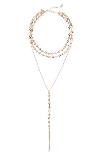 Women's Canvas Triple Disc Chain Y-necklace