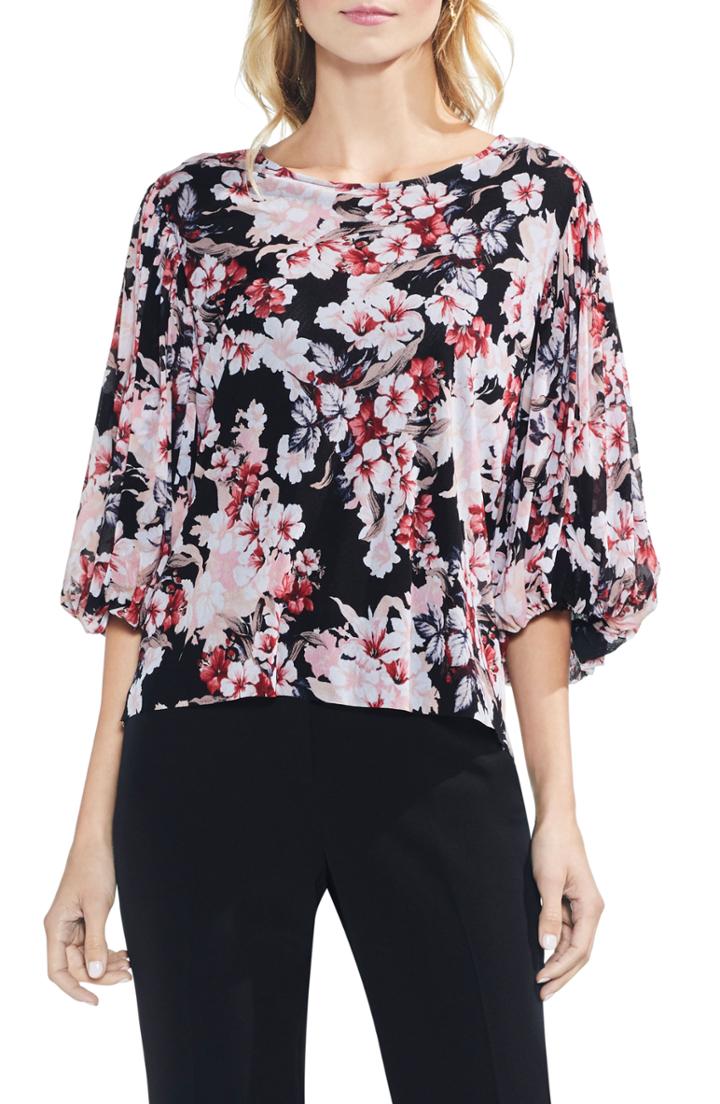 Women's Valentino Asymmetrical Lace Panel Silk Blouse Us / 42 It - Black