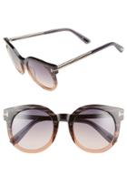 Women's Tom Ford 'janina' 51mm Round Sunglasses - Grey/ Other/ Gradient Smoke