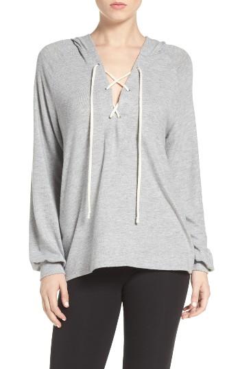 Women's Michael Lauren Carson Lace-up Lounge Hoodie - Grey