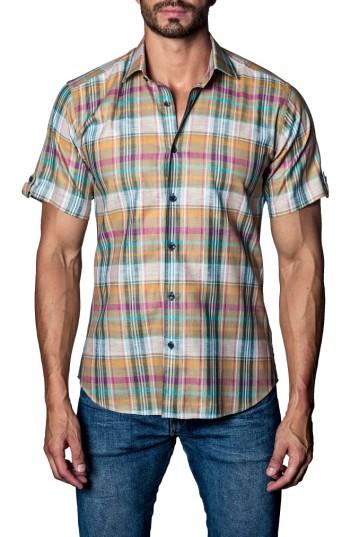 Men's Jared Lang Plaid Sport Shirt - Orange