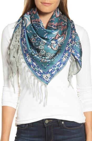 Women's Echo Silk Square Scarf, Size - Blue