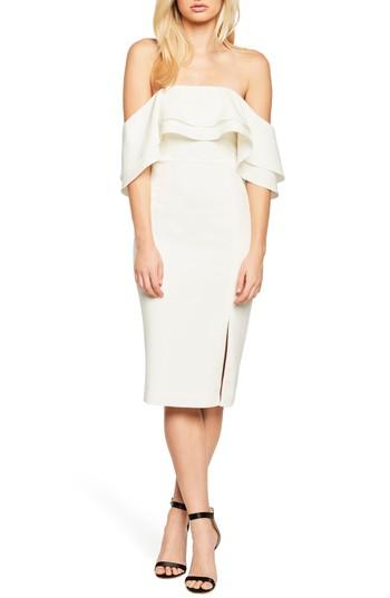 Women's Bardot Band Ruffle Off The Shoulder Dress - Ivory