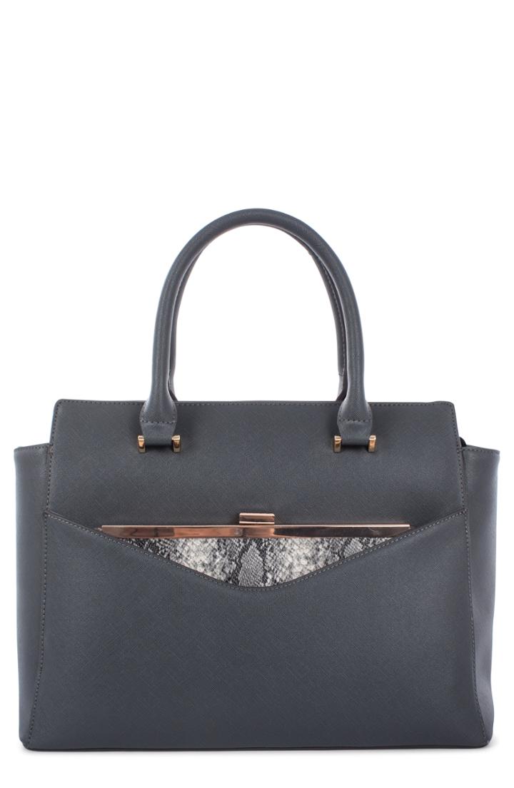 Celine Dion Grazioso Faux Leather Satchel - Grey