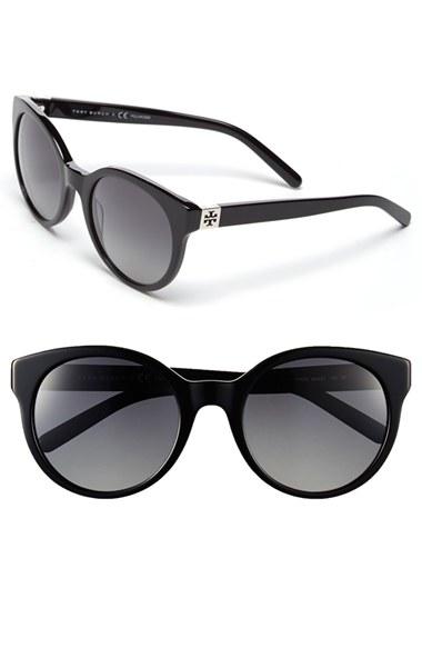 Women's Tory Burch 54mm Polarized Cat Eye Sunglasses - Black (nordstrom