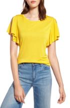 Women's Halogen Slit Sleeve Tee, Size - Yellow
