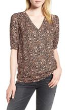 Women's Hinge Print Pullover Blouse - Black