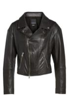 Women's Trouve Off The Shoulder Leather Moto Jacket, Size - Black
