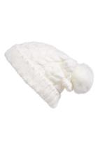 Women's Bp. Knit Beanie With Faux Fur Pompom - White
