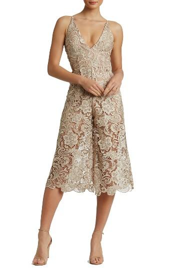 Women's Dress The Population Marion Lace Romper - Beige