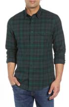 Men's Nordstrom Men's Shop Regular Fit Plaid Flannel Sport Shirt, Size - Grey