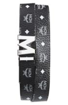 Men's Mcm Visetos Faux Leather Belt, Size - White And Black