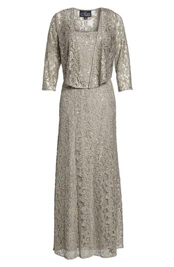 Women's Alex Evenings Sequin Lace Jacket Gown