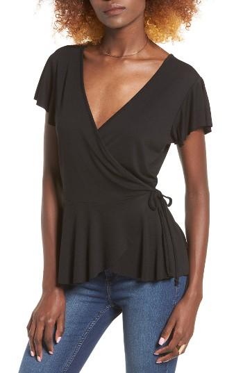Women's Leith Ruffle Wrap Top - Black