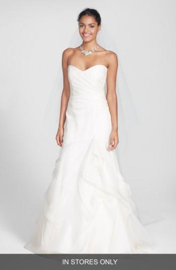 Women's Bliss Monique Lhuillier Strapless Silk Organza Mermaid Wedding Dress, Size - Ivory