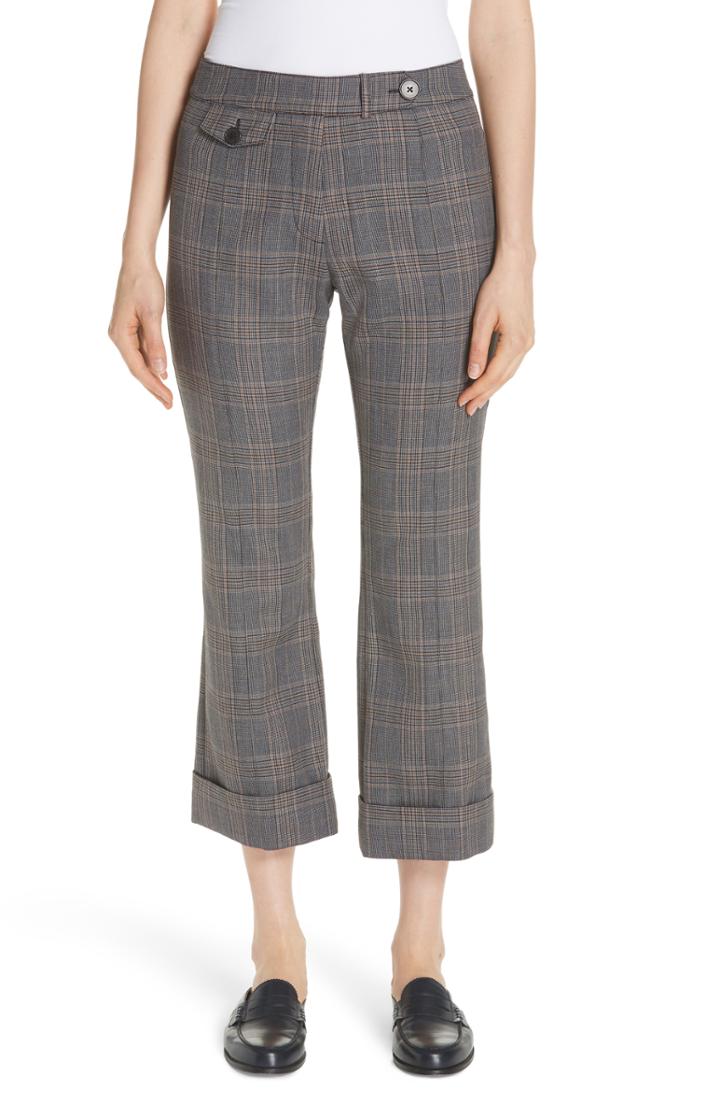 Women's Derek Lam 10 Crosby Plaid Crop Flare Pants