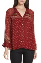 Women's Ba & Sh Bird Notched Collar Top - Red