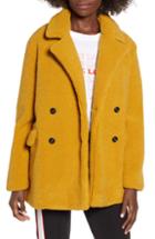 Women's Bp. Textured Double Breasted Coat, Size - Yellow
