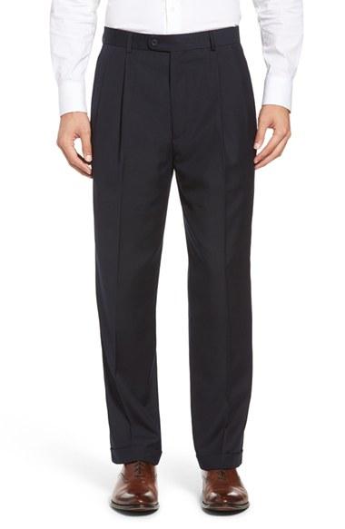 Men's Linea Naturale Pleated Microfiber Dress Pants - Blue