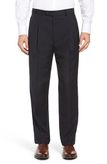 Men's Linea Naturale Pleated Microfiber Dress Pants - Blue