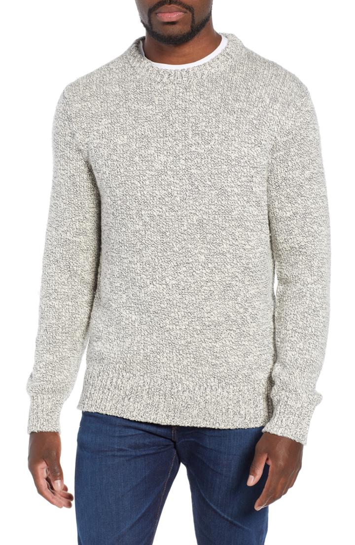 Men's J.crew Wallace & Barnes Crewneck Marled Cotton Sweater, Size - Blue