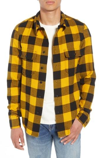 Men's Frame Classic Fit Buffalo Plaid Shirt Jacket - Yellow