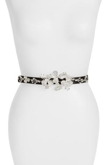 Women's Deborah Drattell Helene Crystal Embellished Satin Belt - Black