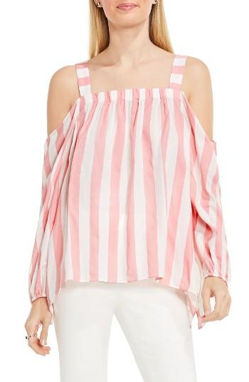 Women's Vince Camuto Stripe Cold Shoulder Blouse - Coral