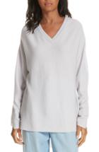 Women's Tibi Mixed Media V-neck Sweater - Grey