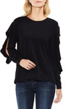 Women's Two By Vince Camuto Ruffled Split Sleeve French Terry Top - Black