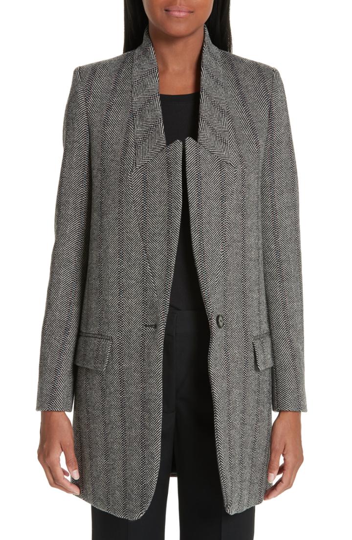 Women's Stella Mccartney Long Wool Blend Blazer Us / 38 It - Black