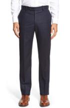 Men's Monte Rosso Flat Front Solid Wool Trousers - Blue