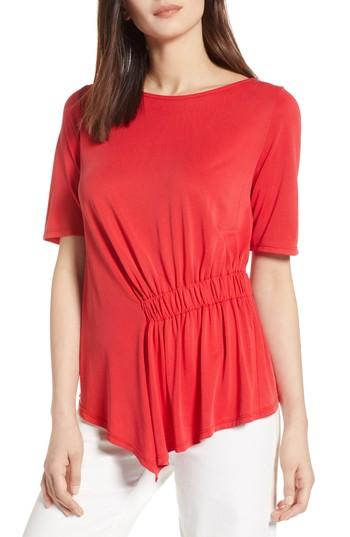 Women's Halogen Ruched Waist Tee - Red