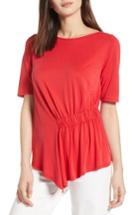 Women's Halogen Ruched Waist Tee - Red