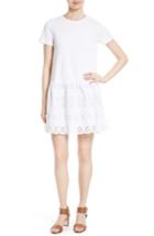 Women's Kate Spade New York Eyelet Flounce Knit Shift Dress, Size - White