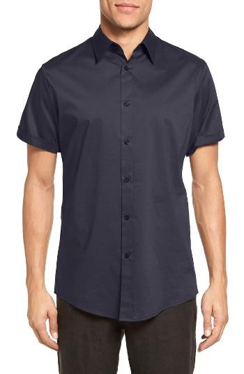 Men's Vince Trim Fit Short Sleeve Sport Shirt - Blue