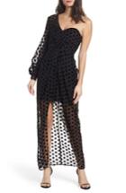 Women's Keepsake The Label Exhale One Shoulder Polka Dot Dress - Black