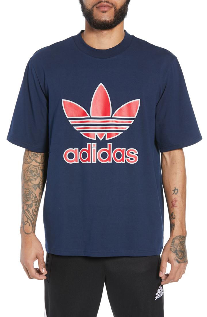 Men's Adidas Originals Large Trefoil Boxy T-shirt - Blue