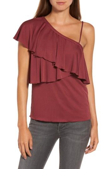 Women's Chelsea28 One-shoulder Ruffle Top, Size - Red